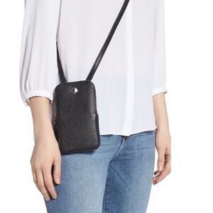 Kate Spade Polly Black Pebble Leather Phone Crossbody
